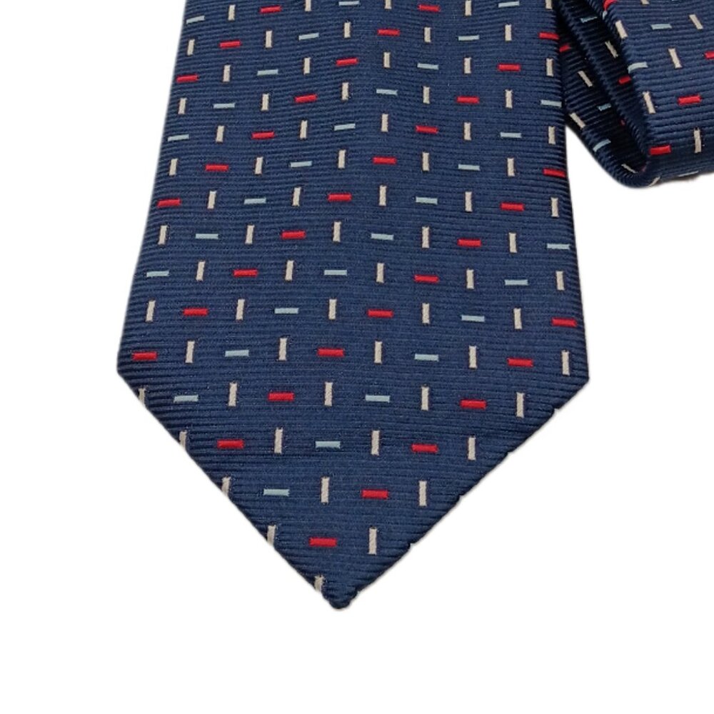 Alexandre Silk Tie Men’s 61.25” Blue Red Geometric London Saville Row Wide New